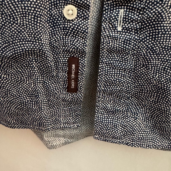 Michael Kors Tailored/Classic Fit Short Sleeve Blue & White Pattern M - Picture 2 of 5